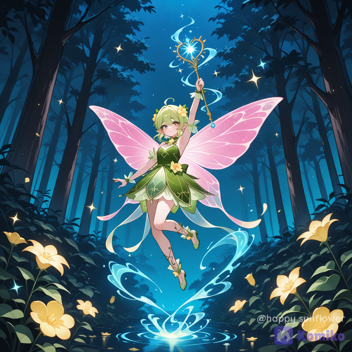 Fairy holding up a wand