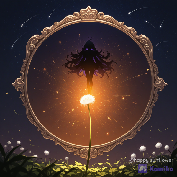 Mirror shining dandelion
