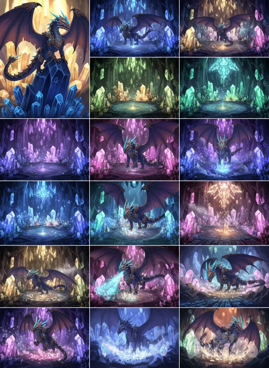 images (10), Dragon en una gruta de cristal, animé, anime style