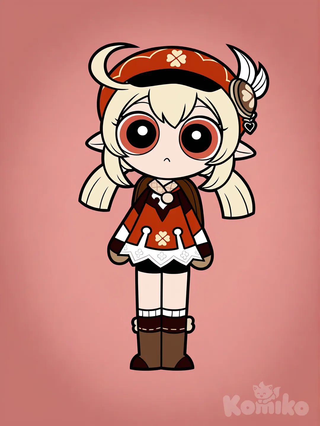 @Klee_(Genshin_Impact), [powerpuff-girls-style], looking at viewer, full body, portrait