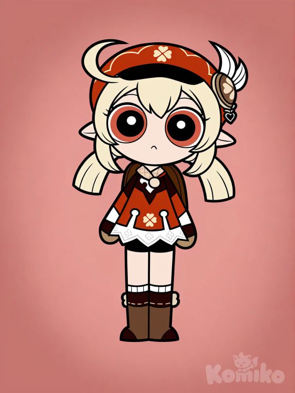 @Klee_(Genshin_Impact), [powerpuff-girls-style], looking at viewer, full body, portrait