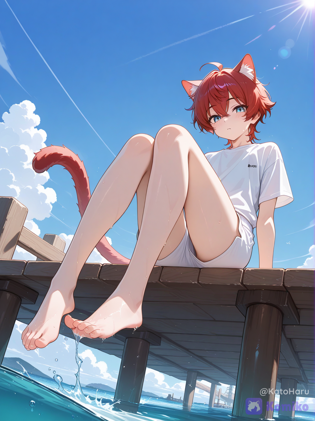  Cute cat guy on the pier.