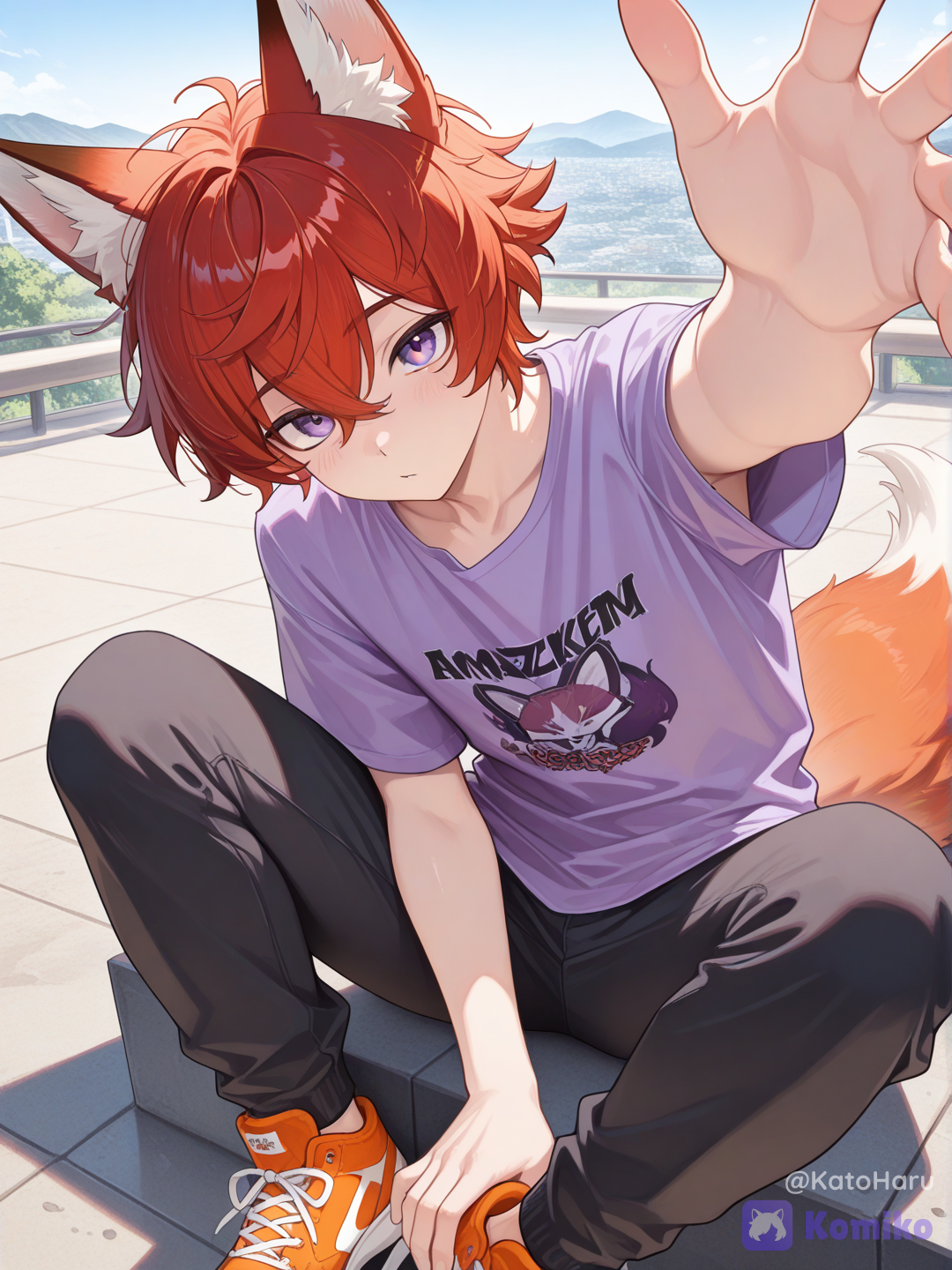 Cute fox on the roof.