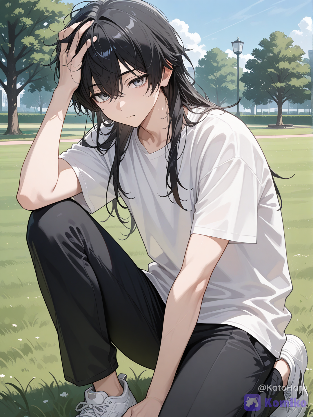 Haru's walk in the summer park.