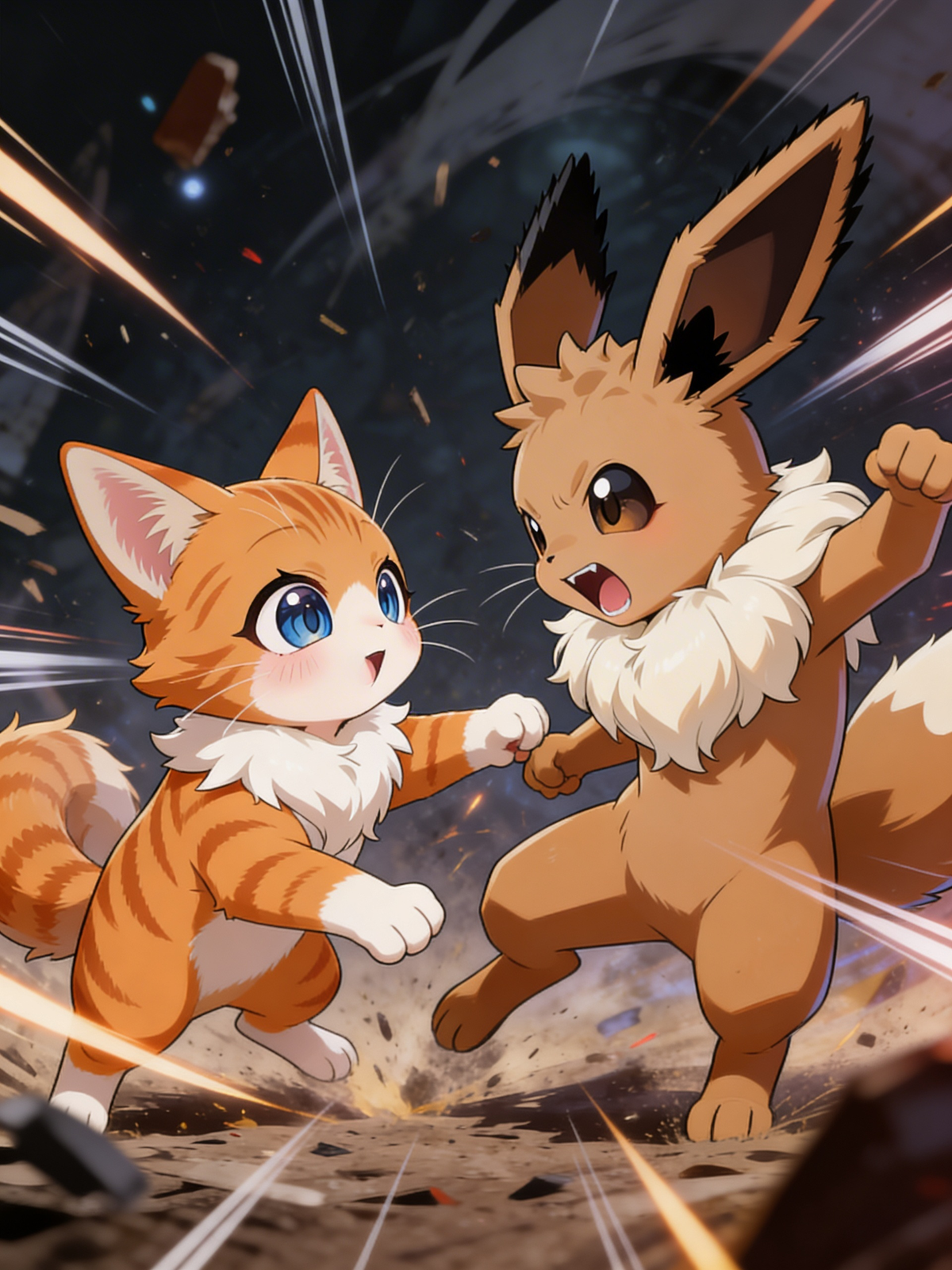 eevee and cat