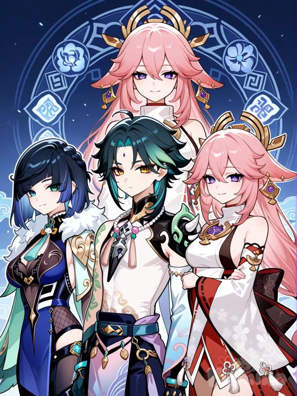 @Xiao_(Genshin_Impact), @Xianyun_(Genshin_Impact), @Yelan_(Genshin_Impact), @Yae_Miko