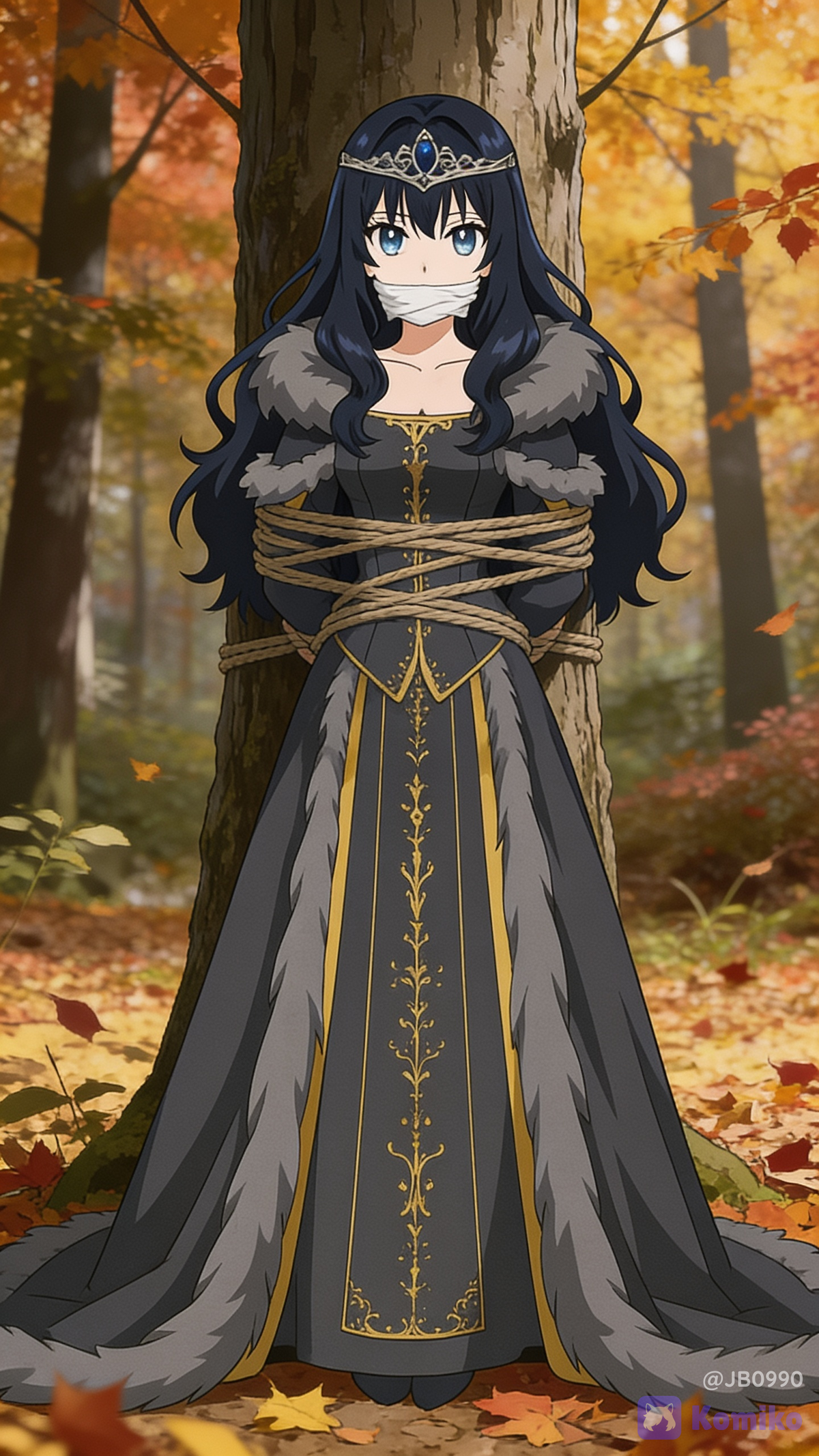 Queen tied up gagged in the forest