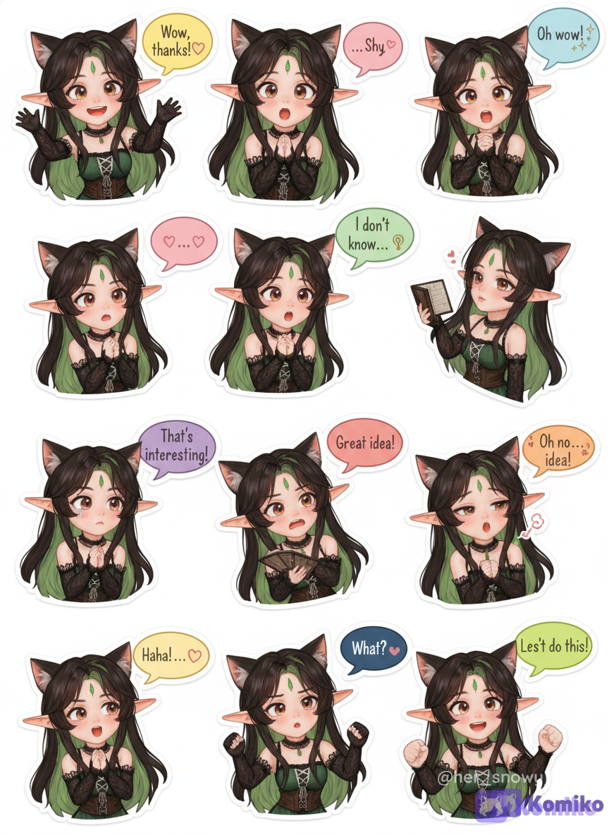 My Shy Elf Cat Stickers 💚