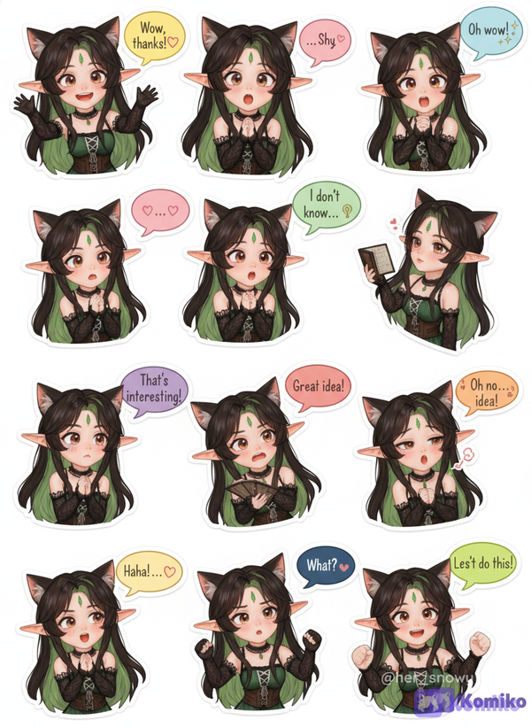 My Shy Elf Cat Stickers 💚