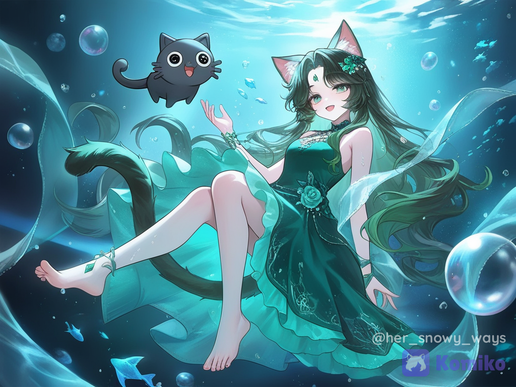 Kitty's Underwater Glow 🌊🐱✨