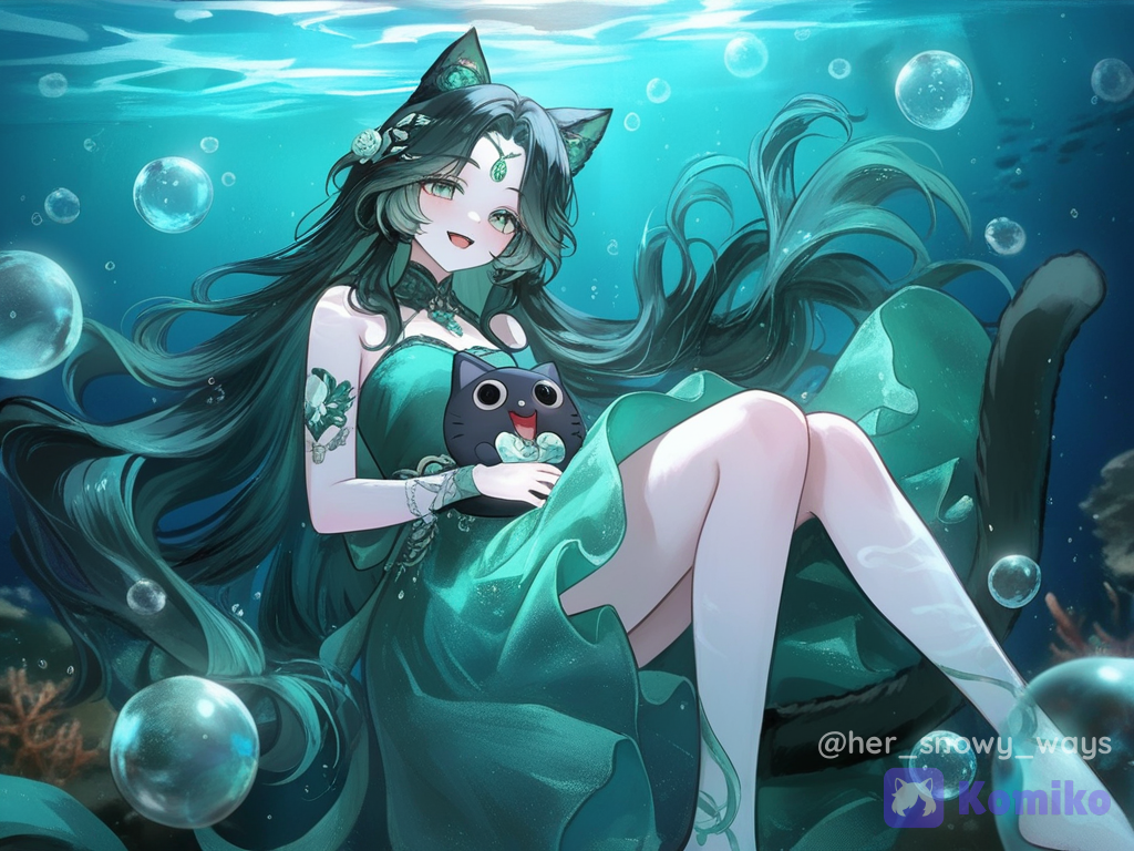Kitty's Underwater Glow 🌊🐱✨