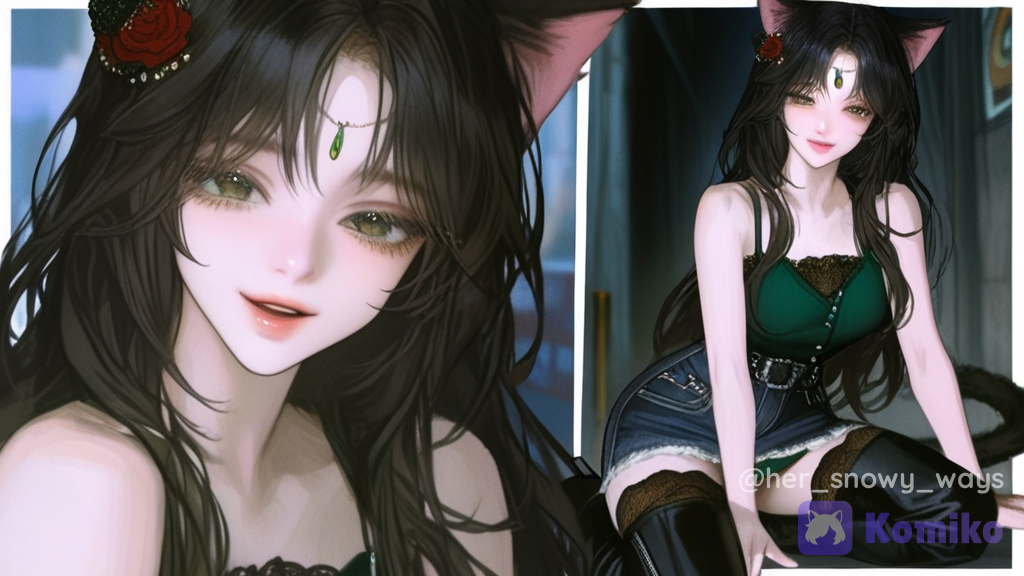 Snow's Green Kitty Glow 🌹🐱