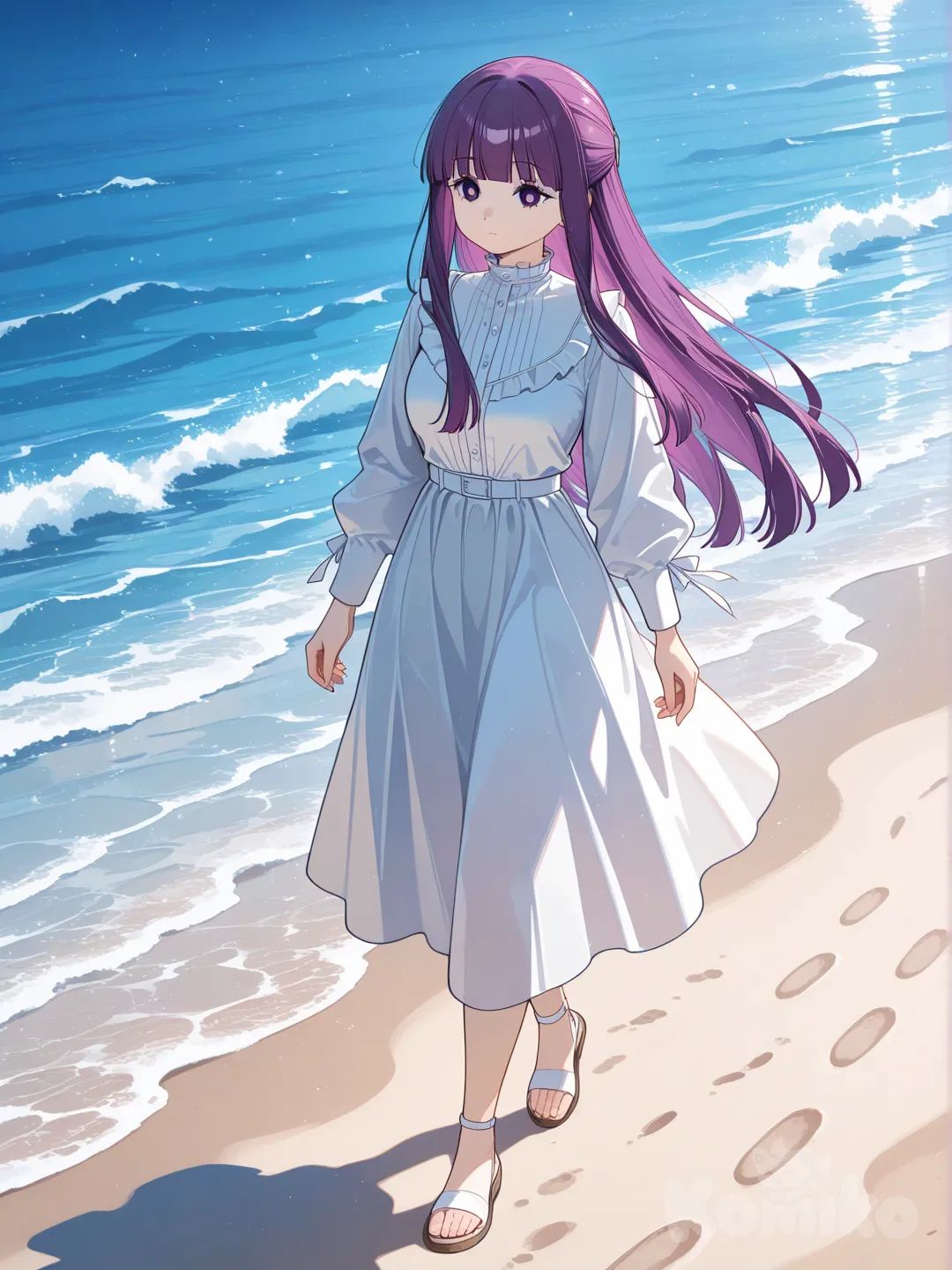 Walking in a beach