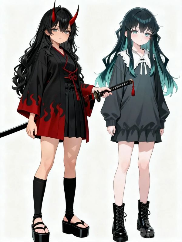 @niku-saki-as-a-demon-1uYx, @Tokitou_Muichirou, 1boy, 1girl, 2people