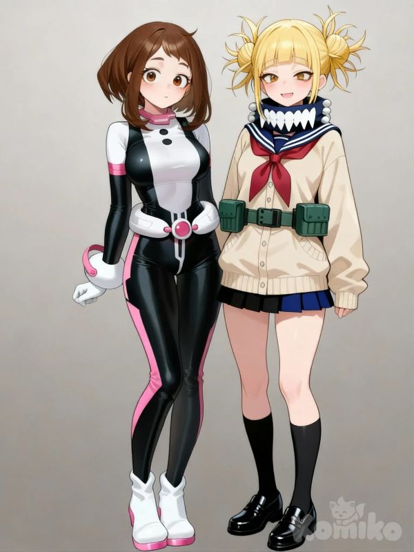 1boy, 1girl, 2people, @Uraraka_Ochako, @Toga_Himiko