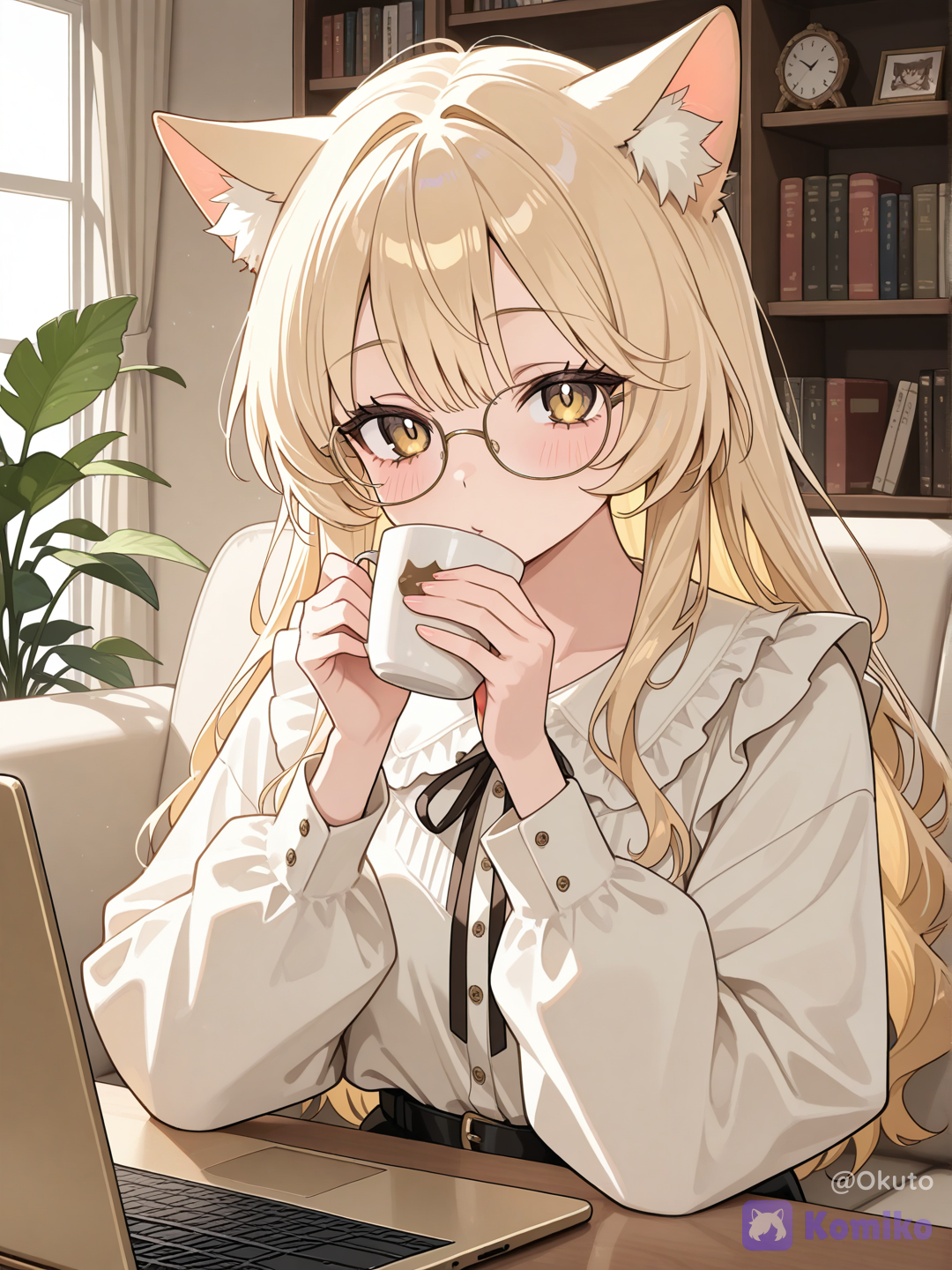 relaxing sipping tea