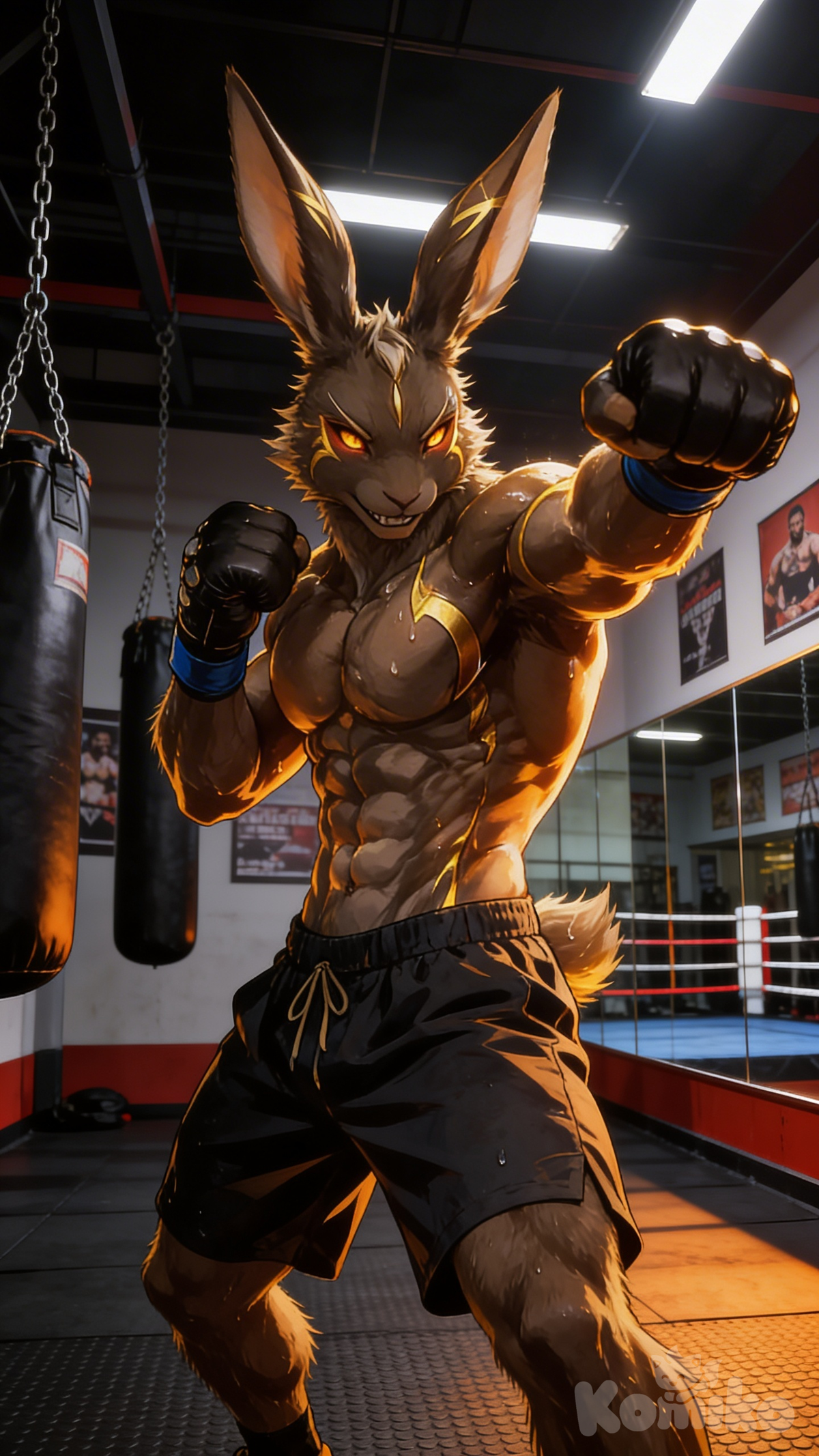 Mma Rabbit AI 藝術: MMA Rabbit Fighter | KomikoAI
