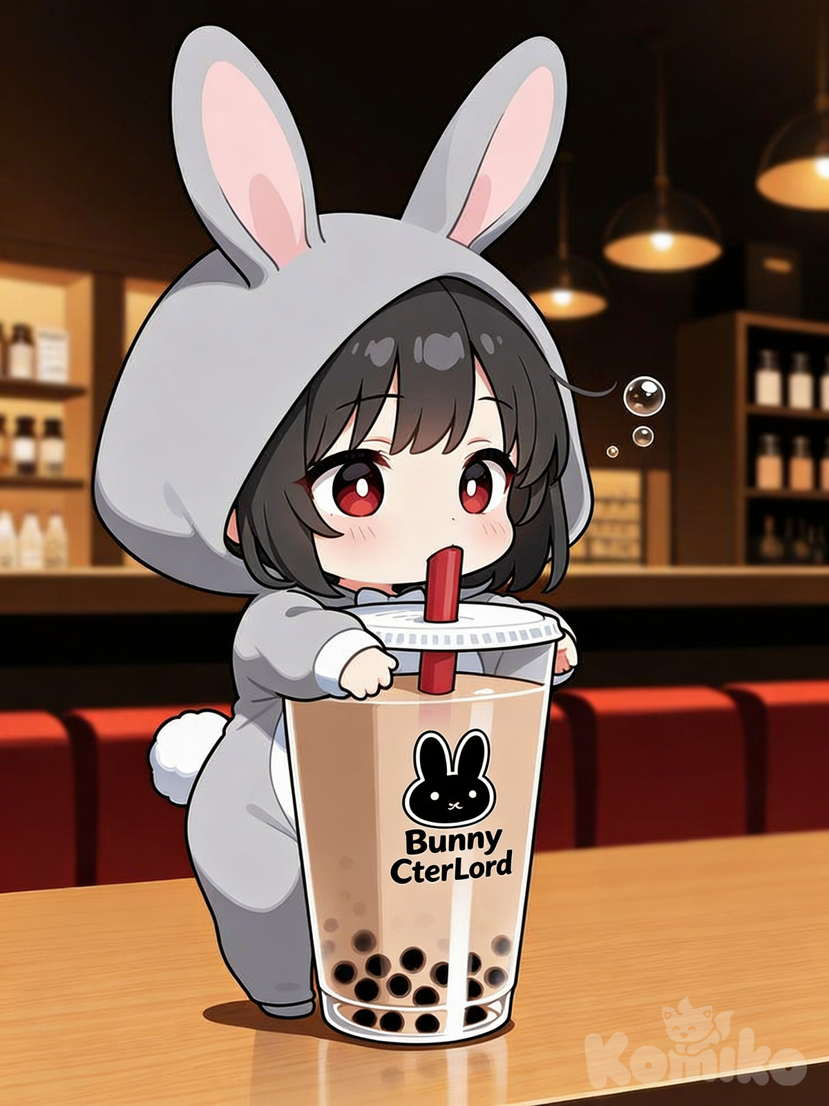 Bunny girl and bubble tea  