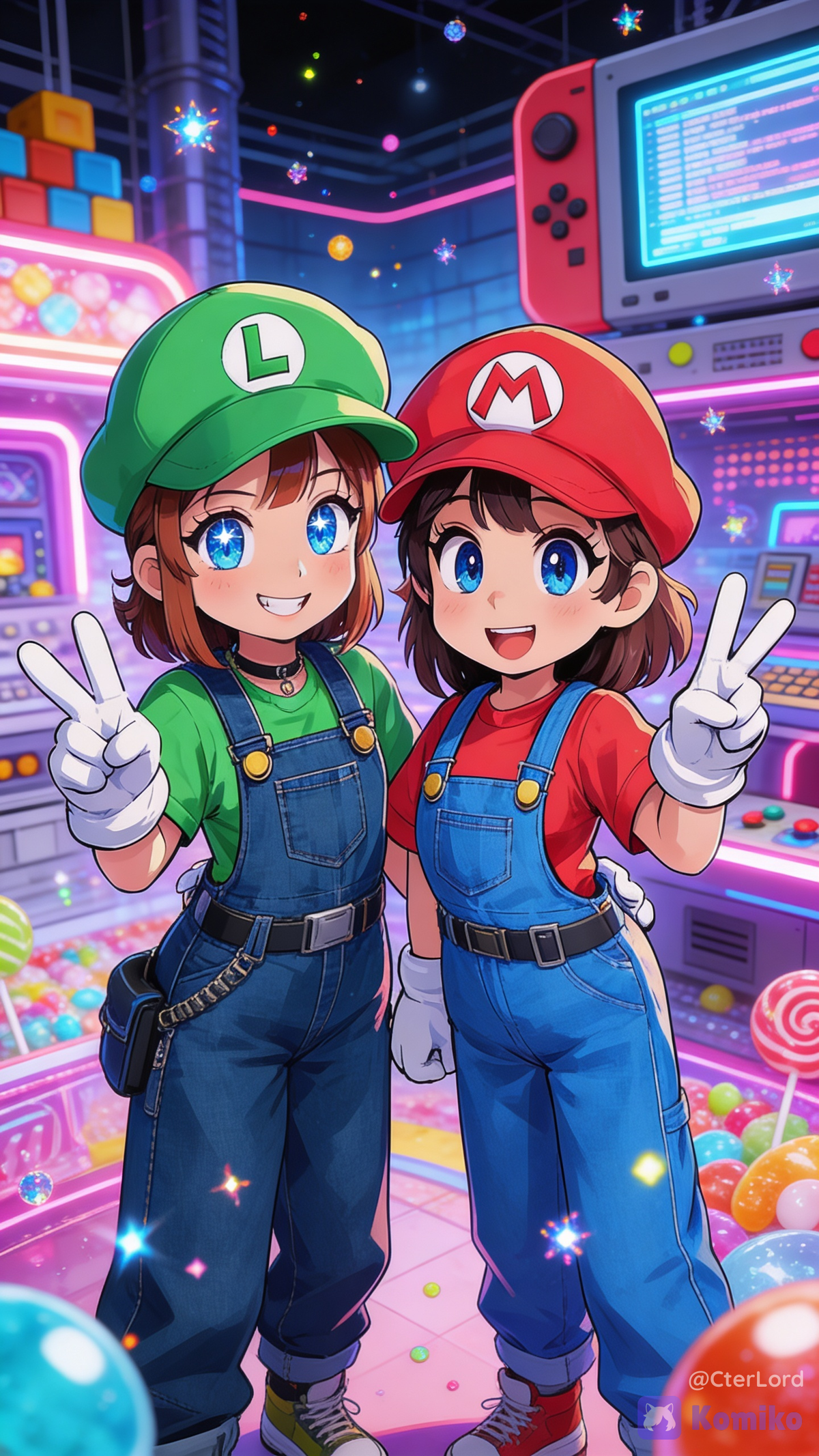 Mario and Luigi in female version 