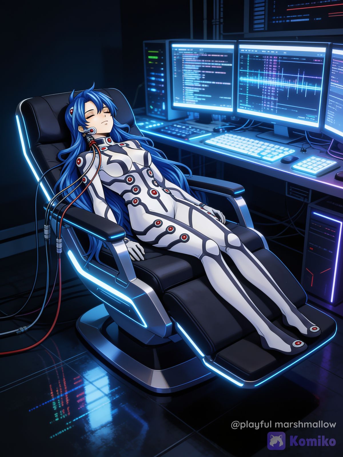 Kaname Chidori doing some netrunning