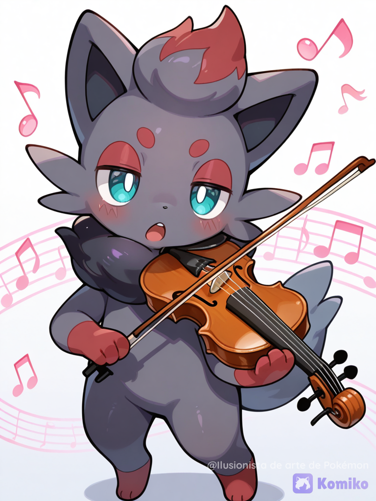 Zorua entonando una melodía con el violín