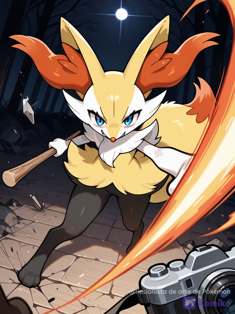 Braixen atacando a un humano