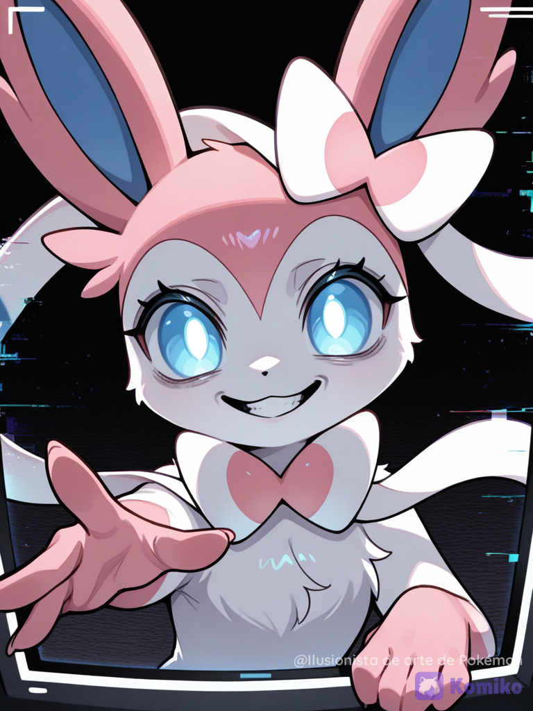 Sylveon viendo al espectador con una sonrisa