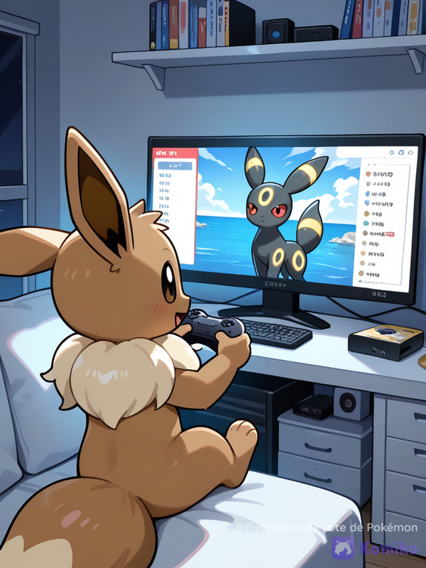 Eevee jugando Pokémon