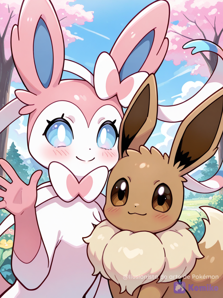 Sylveon junto a Eevee