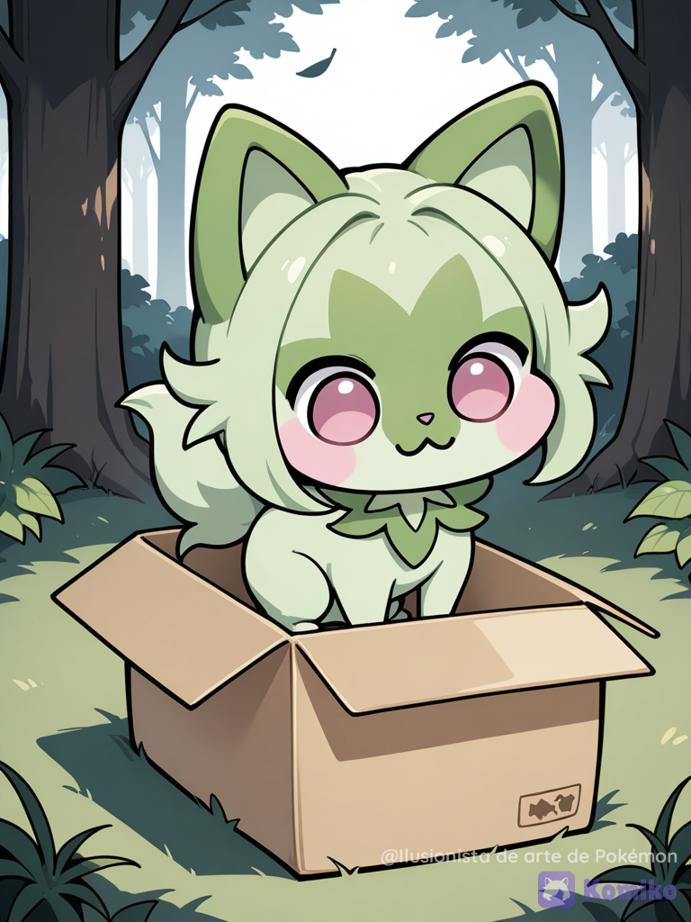 Sprigatito en una caja , Chibi