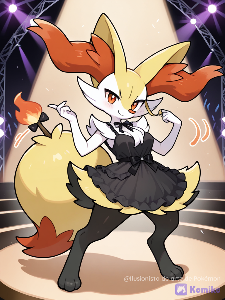Braixen a punto de bailar