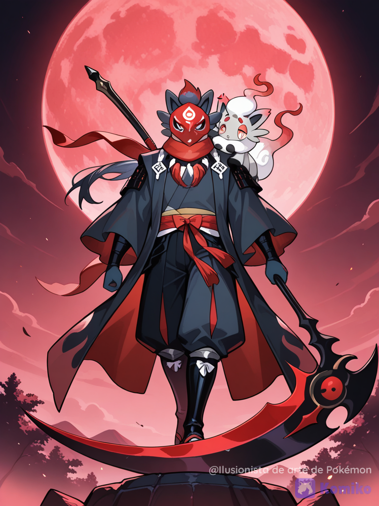 Zorua and Hisuian,blood moon