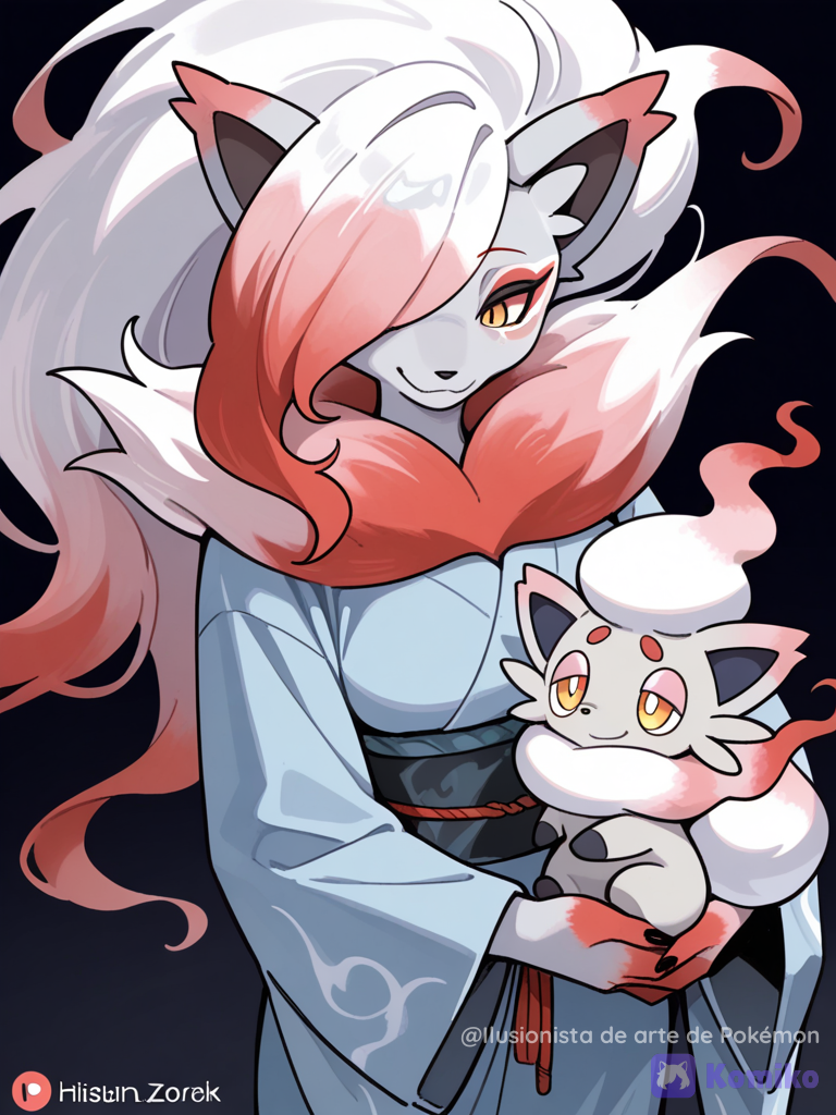Hisuian Zoroark y su hijo Hisuian Zorua
