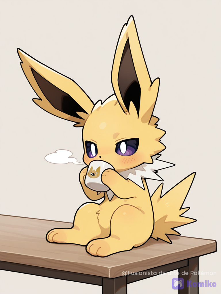 Jolteon tomando café