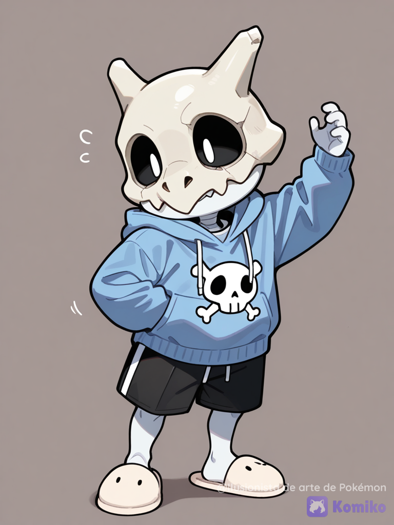 Cubone llevando ropa de sans