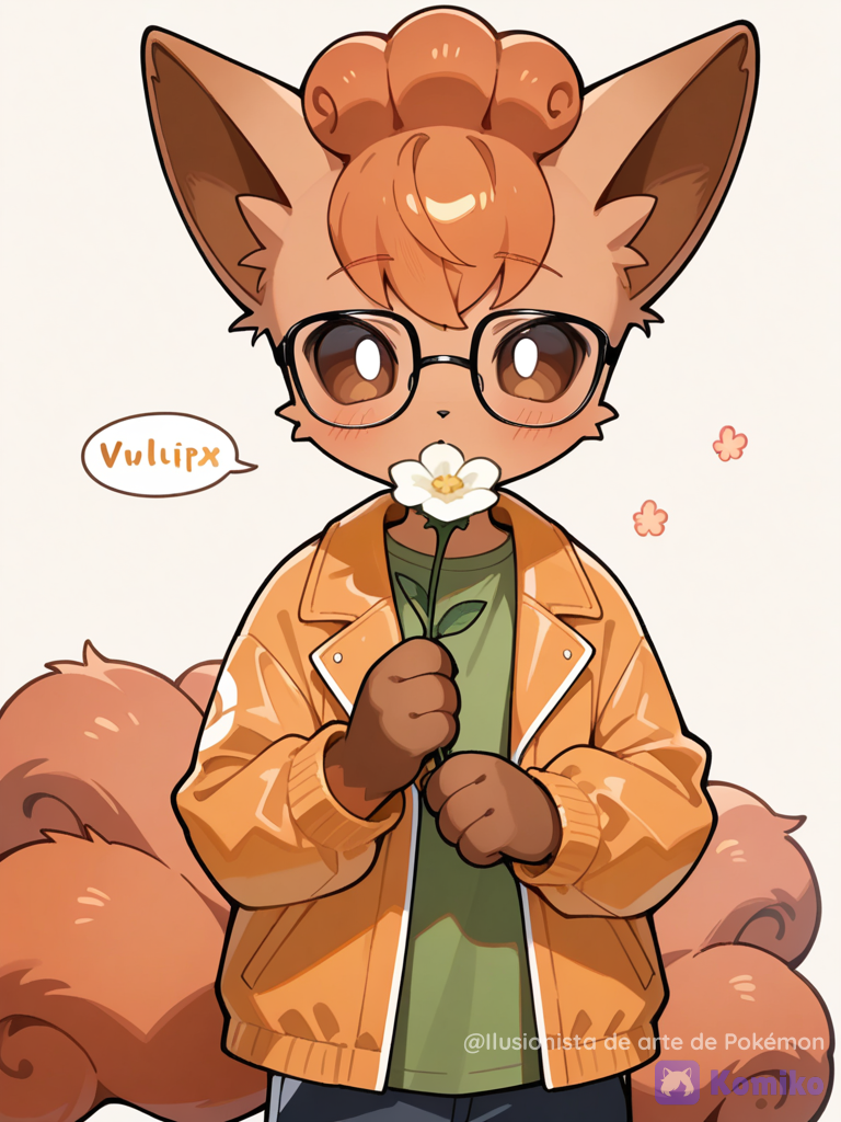 Vulpix con ropa con una flor