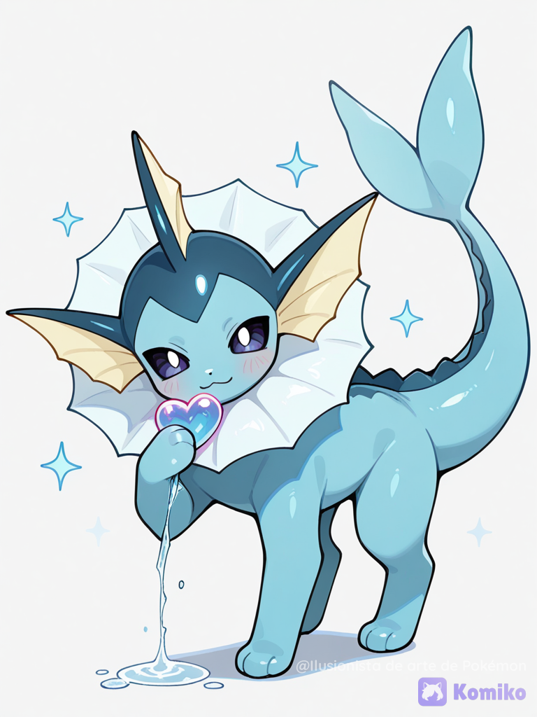 Vaporeon con un corazón en su pata