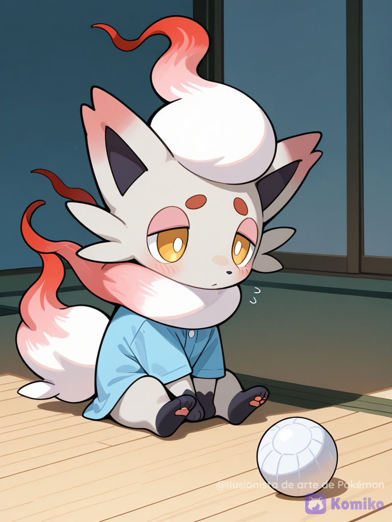Hisuian Zorua viendo una pelota