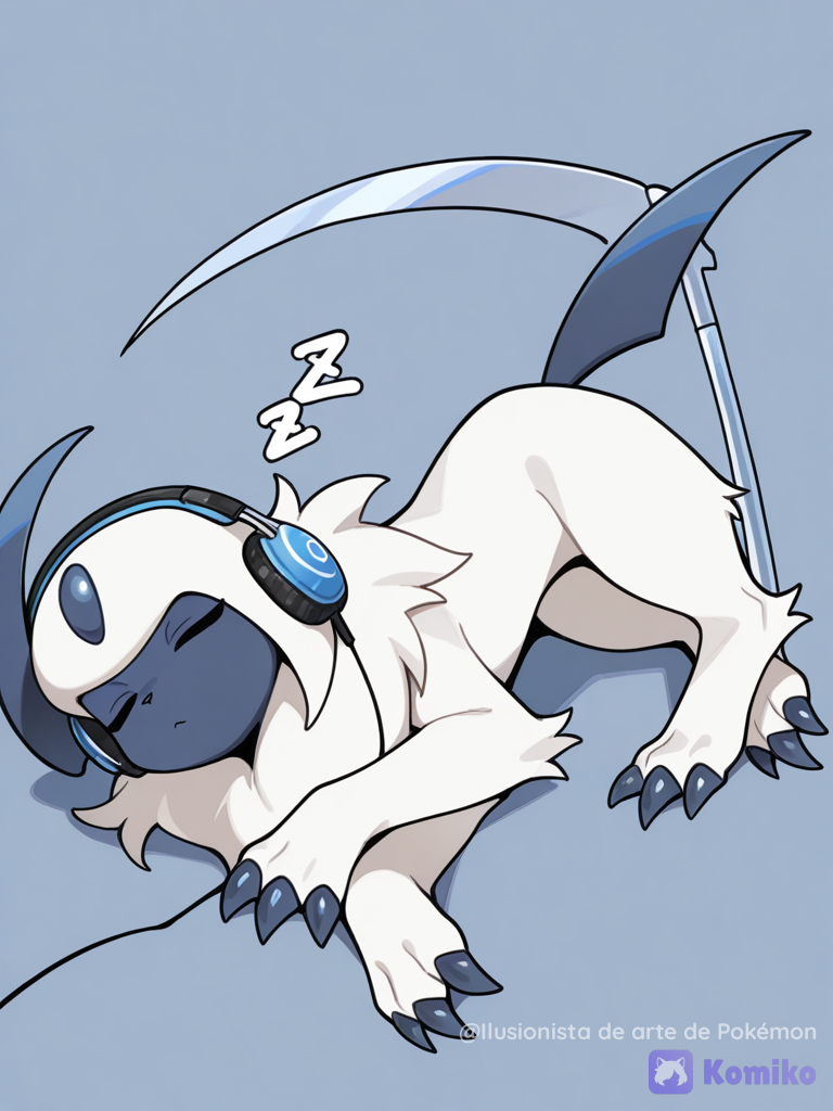 Absol durmiendo escuchando música