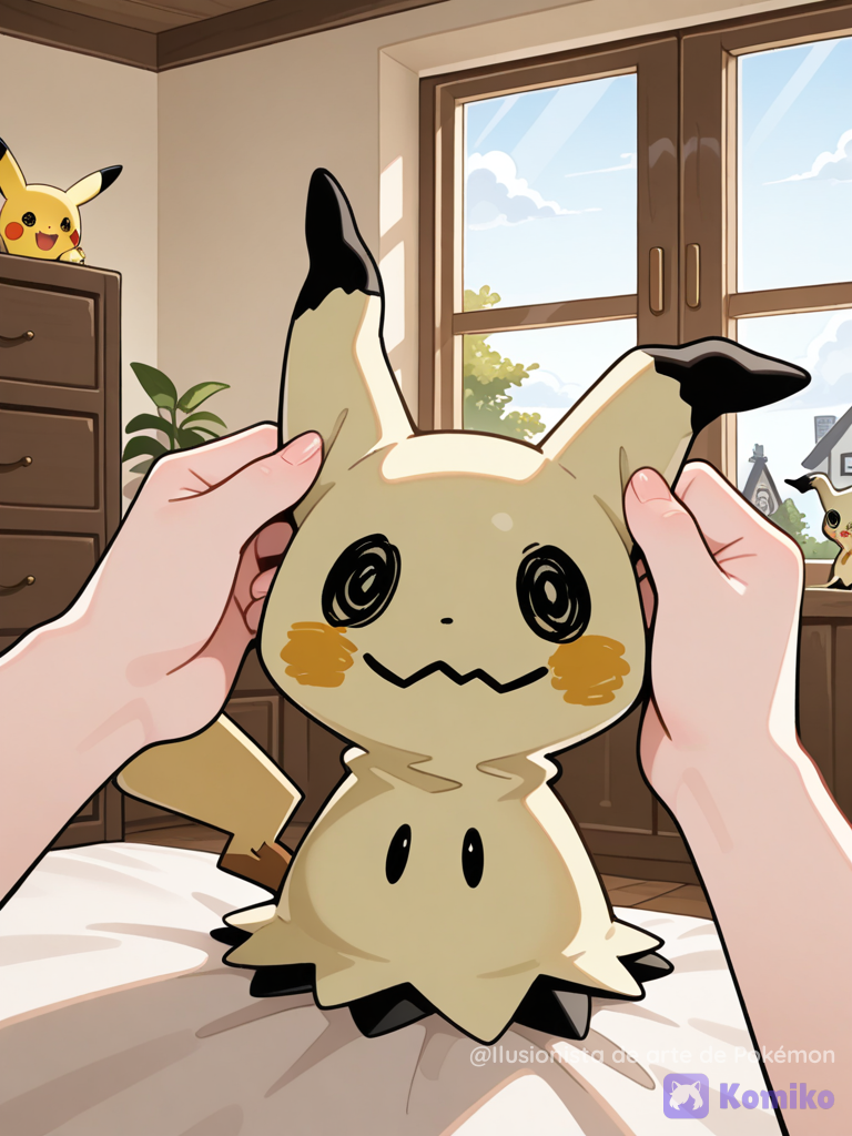 Mimikyu jugando con su entrenador