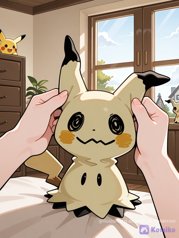 Mimikyu jugando con su entrenador