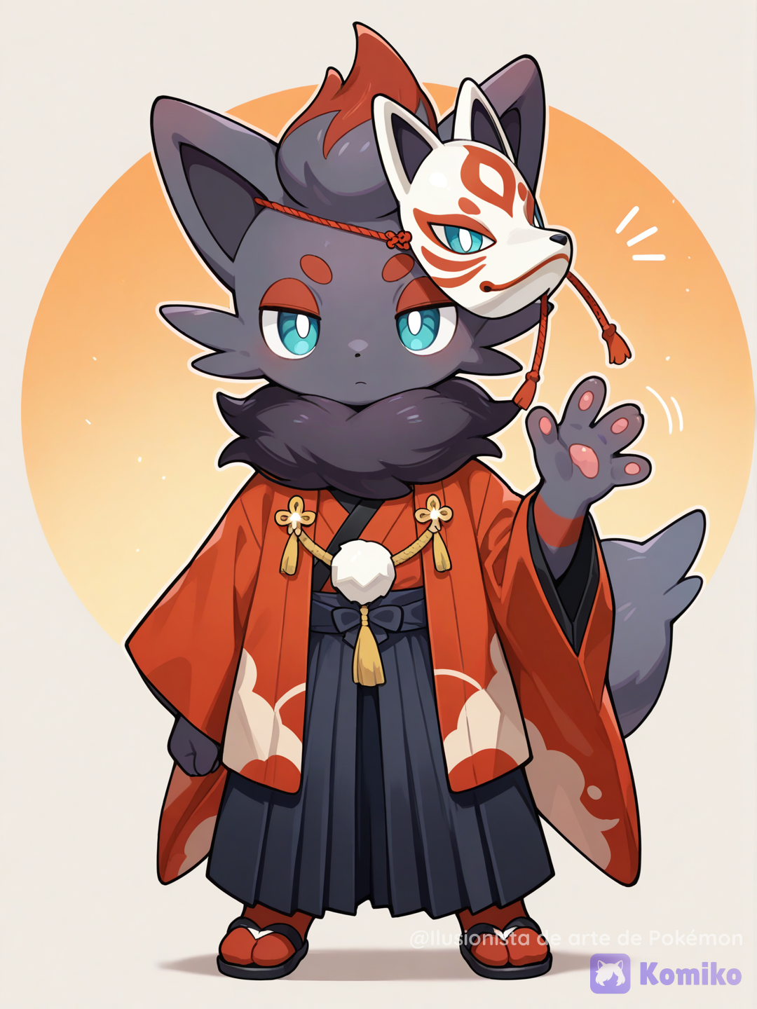 Zorua con ropa saludando