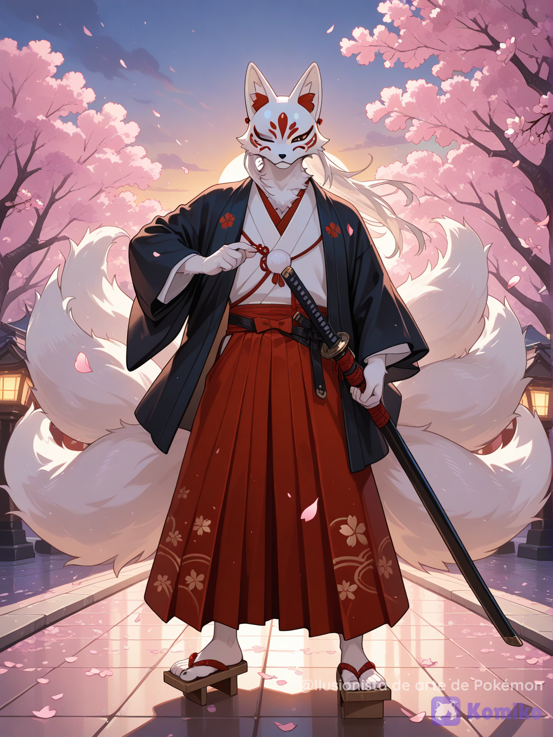 Zorro kitsune samurái