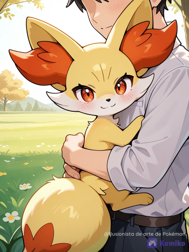 Fennekin siendo abrazada