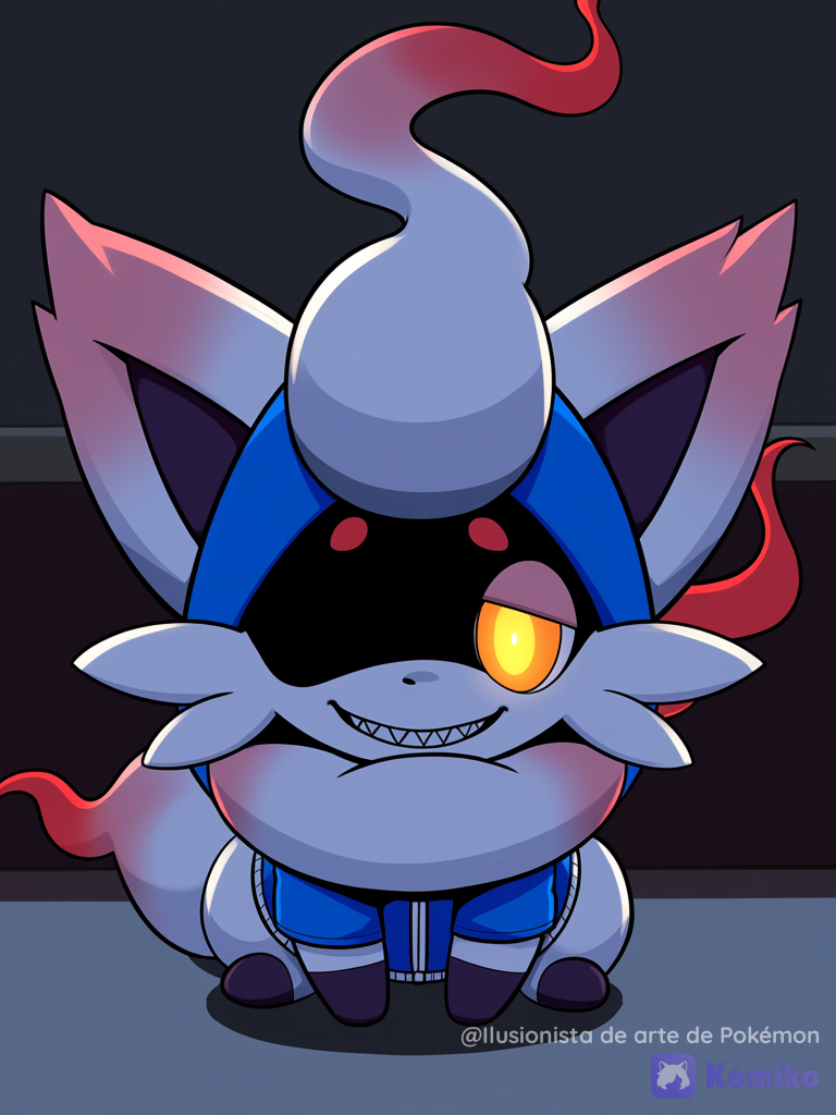 Hisuian Zorua sonriendo con un iris brillante