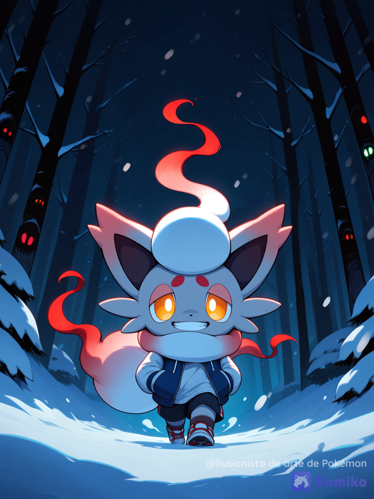 Hisuian Zorua sonriendo al espectador