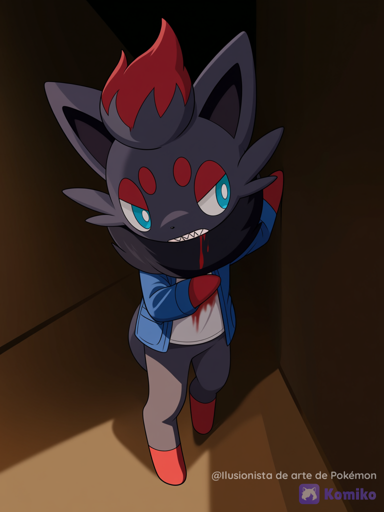Zorua debilitado arrastradose pegado a la pared