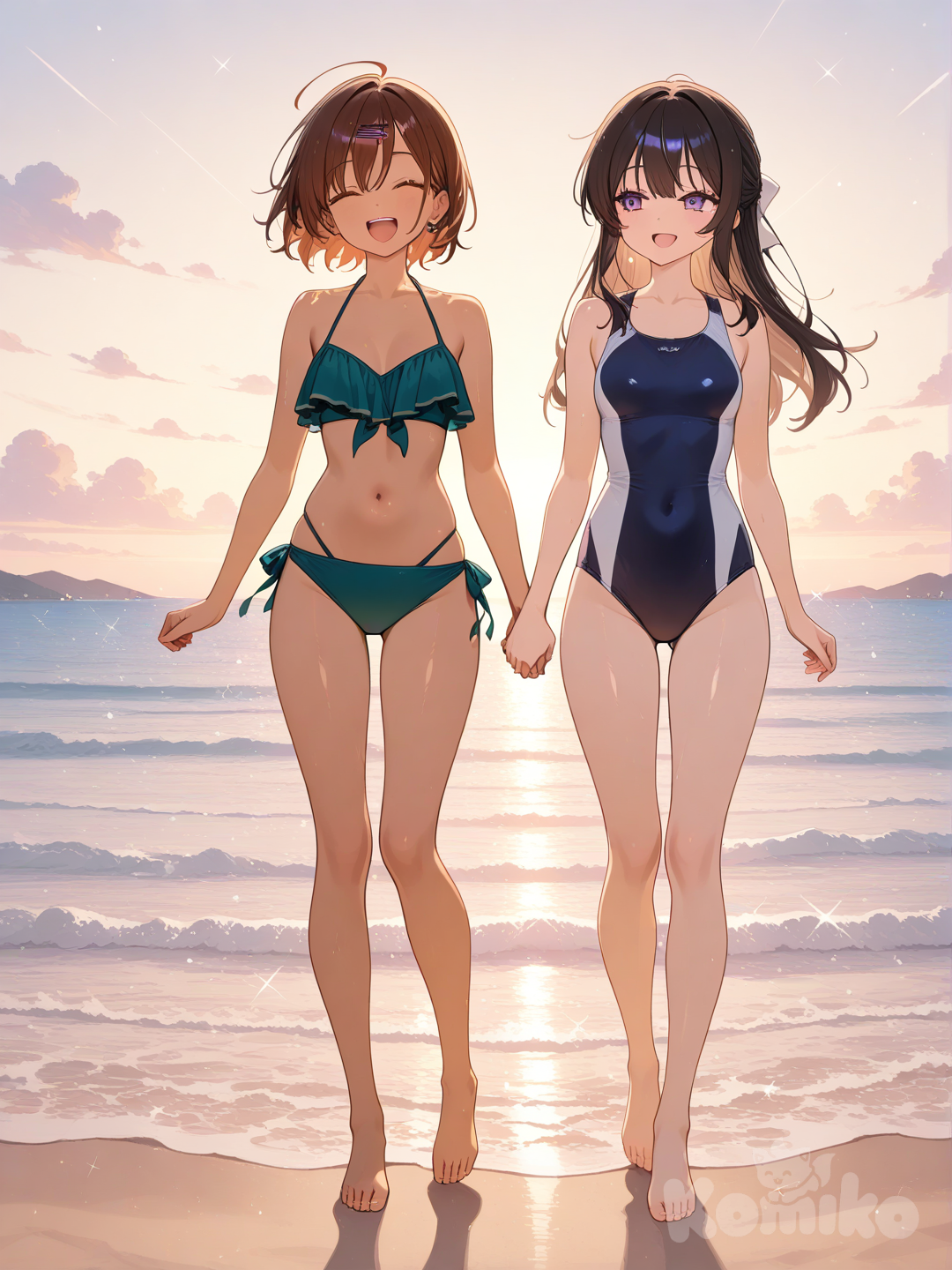 Two girls at the beach