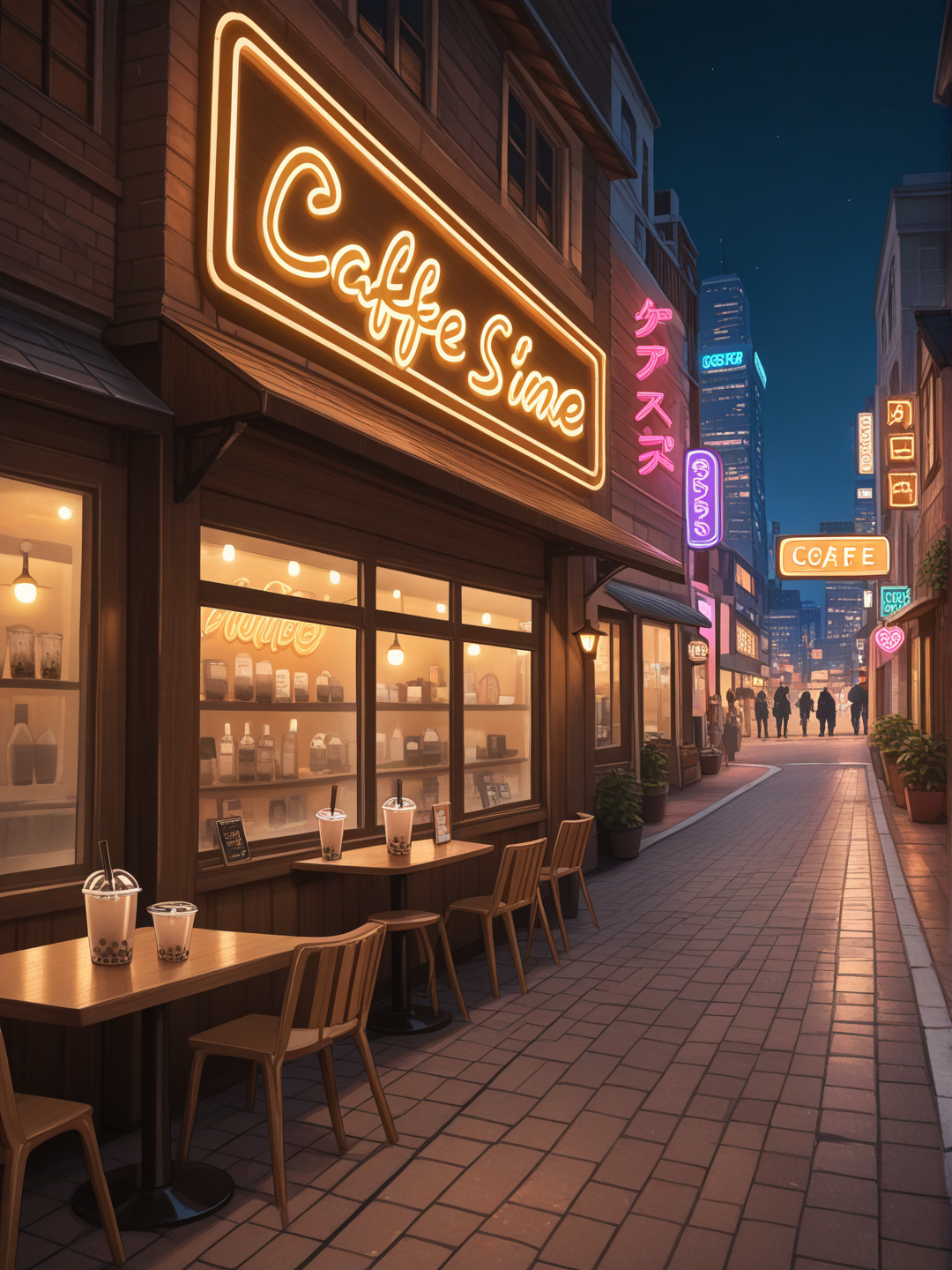 bubble tea, night, cafe