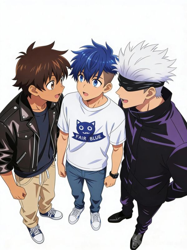 Preston and Michael chatting with Gojo Satoru